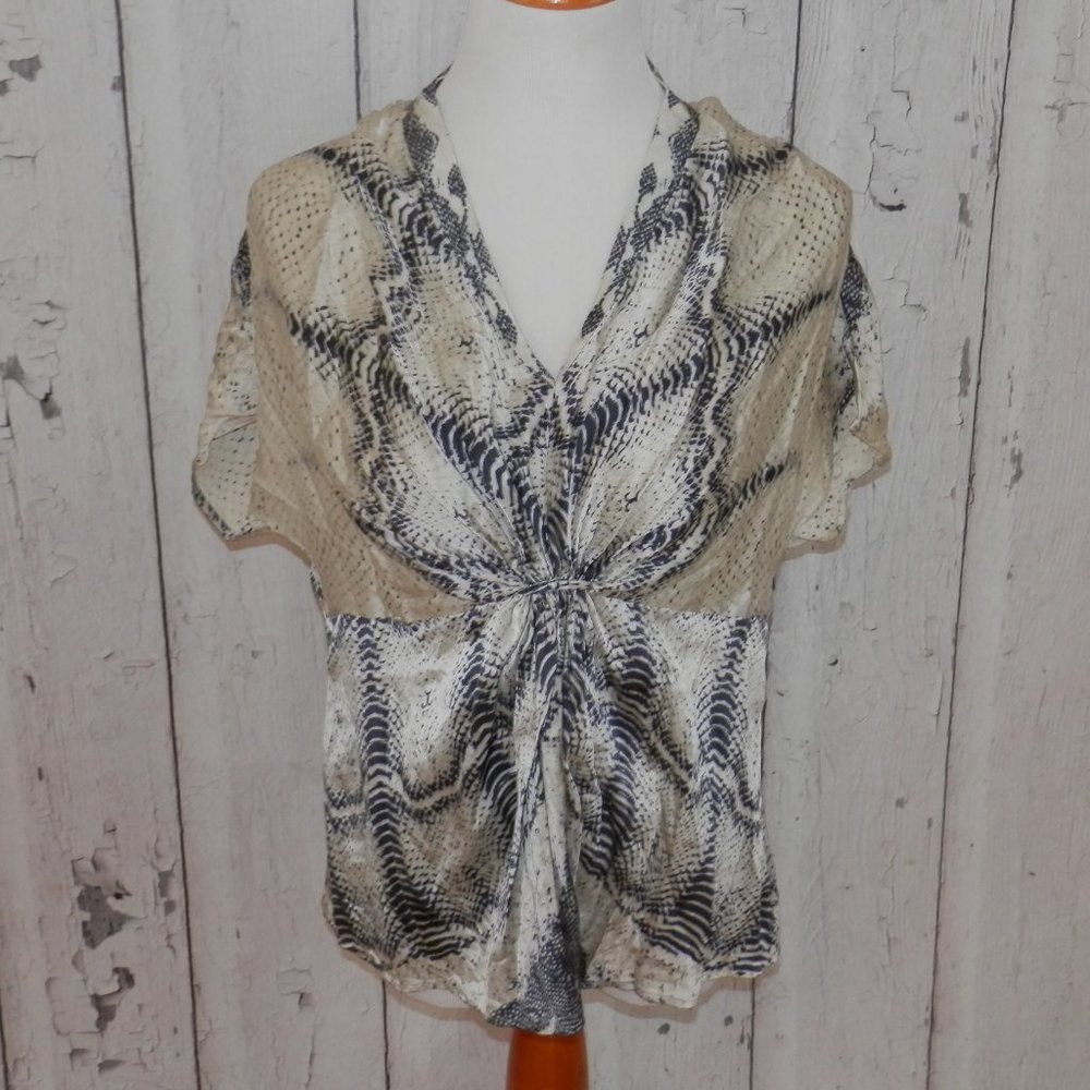 Anne Klein Size 14 Snake Print 100% Silk Shirt Top